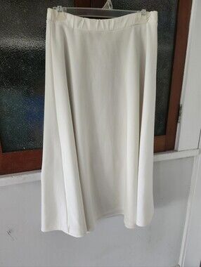 Vintage Cream Satin Midi Skirt | Bias Cut Silk-Feel Slip Skirt | Elegant Neutral